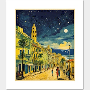 Recife Brazil Starry Night Vintage Tourism Travel Poster Art Posters and Art